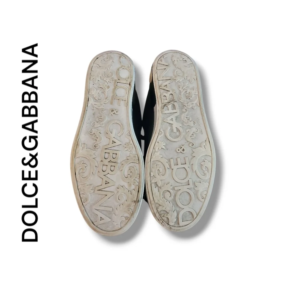 Authentic DOLCE & GABANNA Calfskin Nappa Portofino Black/Silver/White Sneakers